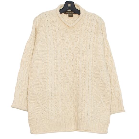 Inis Crafts Sweaters - Inis Crafts Vintage Aran Cable Knit Chunky Fisherman Roll Neck Wool Sweater S
